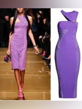 Versace X H&M One-Shoulder Women’s Sheath Silk Dress Size 2